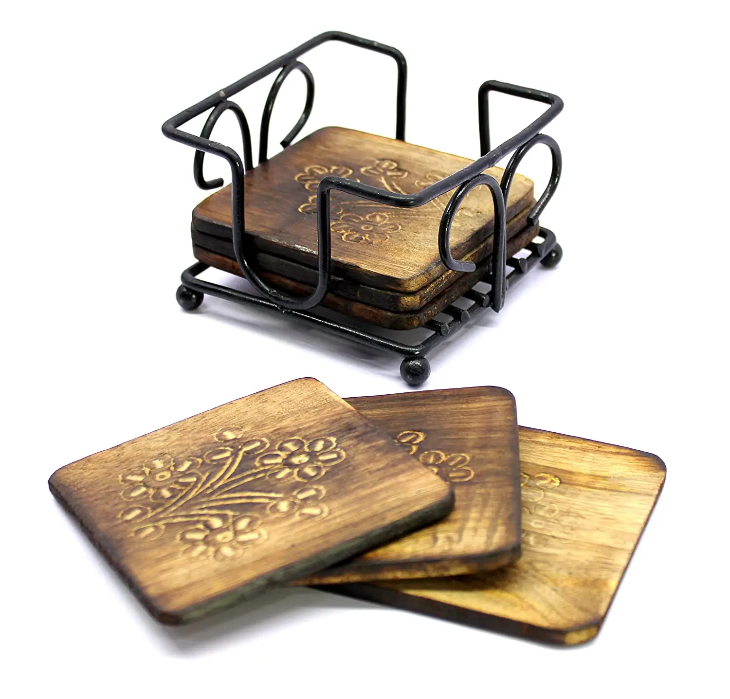 Handcarved Design Personalized Wood Table Mats & Pads Exporter Of