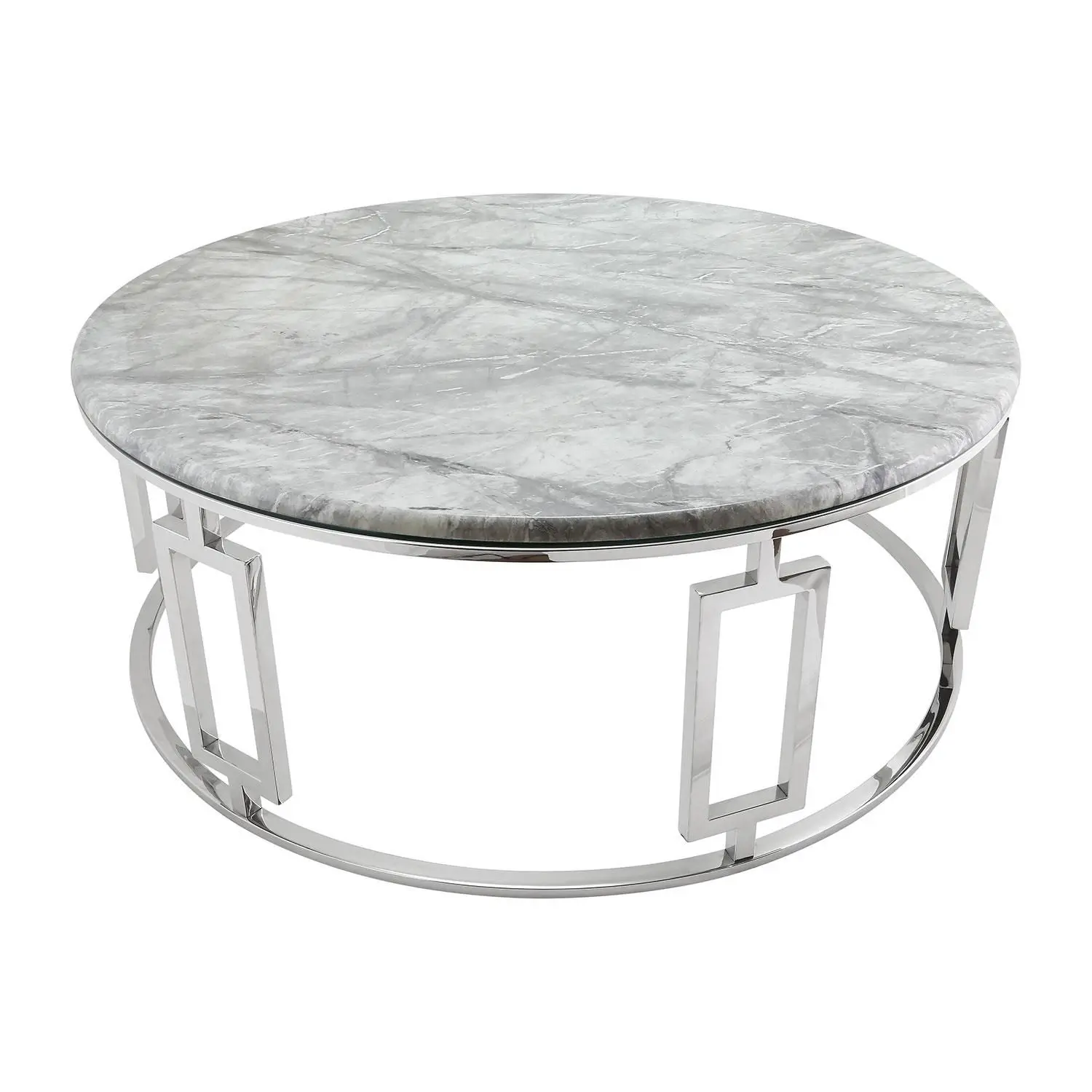 Modern Stainless Steel Round Coffee Table With Marble Top Hot Sell Home