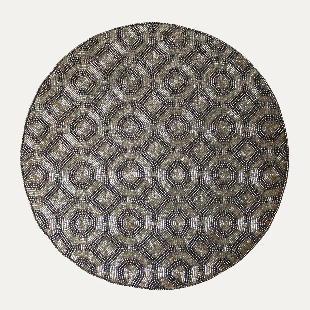 Hot Selling 2023 Embroidered Glass Beads Grey Design Placemats