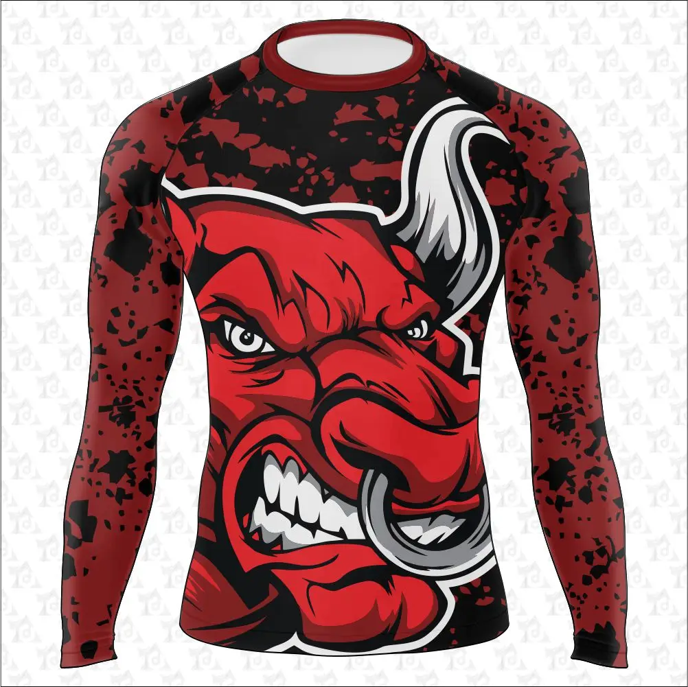 Rash Guard Jiu Jitsu Custom Sublimation Printing Long Sleeve Mma Rash