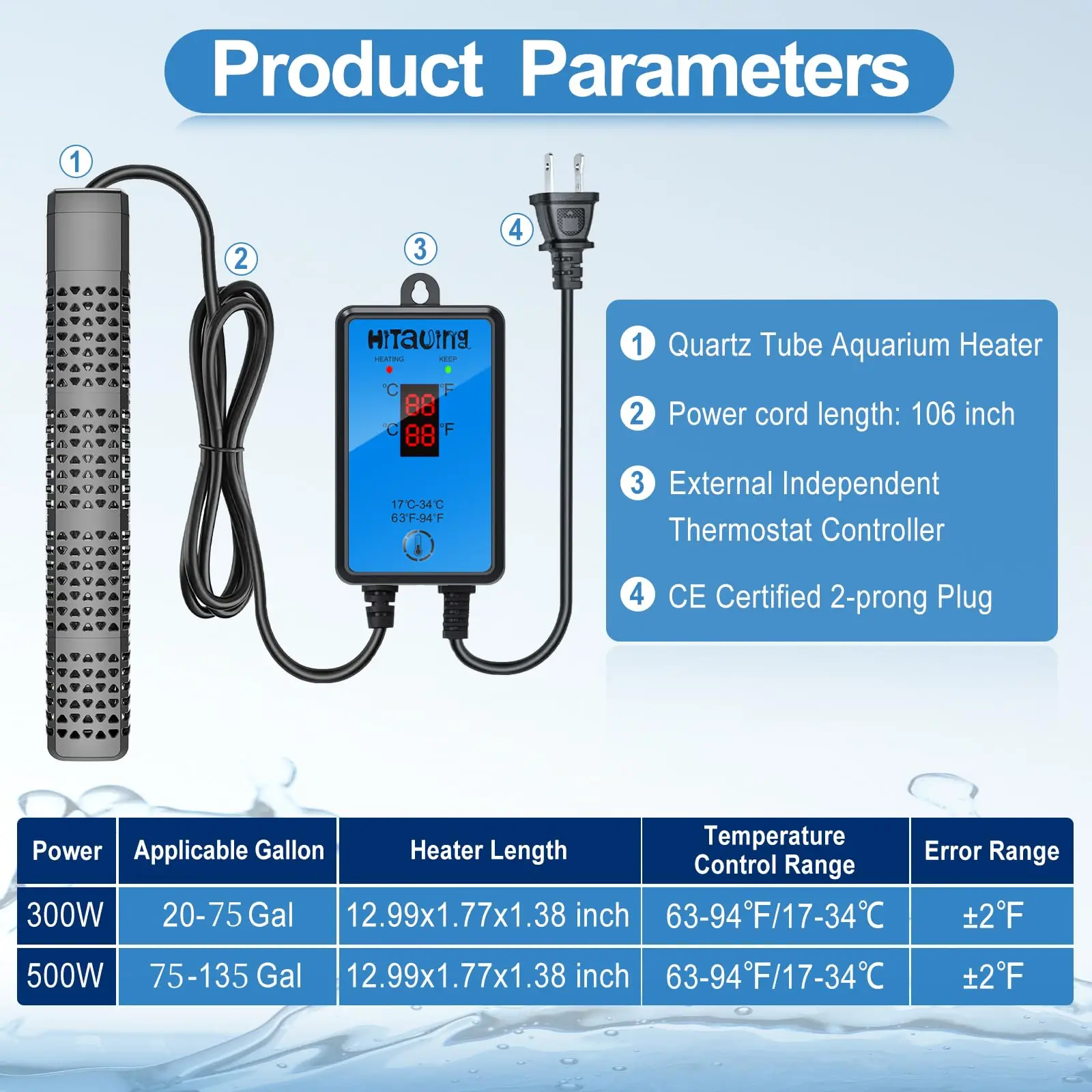 High-quality Aquarium Heater With Anti-dry Housing And Detachable ... - Aquarium Heater For High Temperature