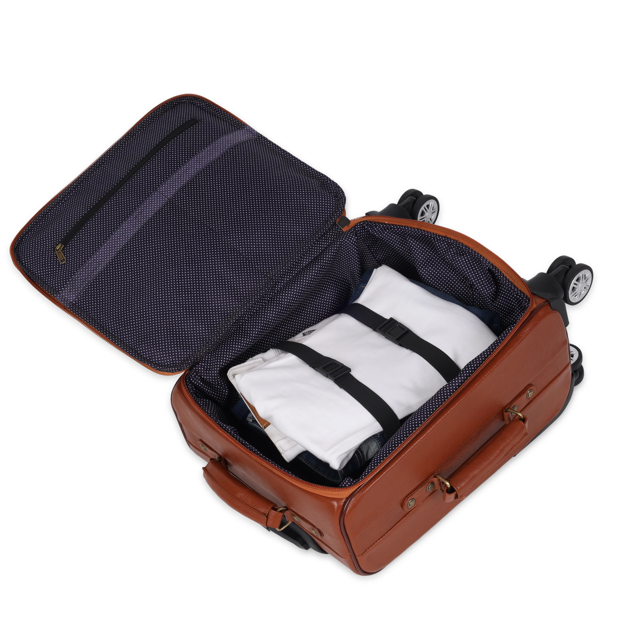 Premium 100% Genuine Leather Trolley Travel Luggage Suitcases Bags Shopping Trolley Bag For Men ...