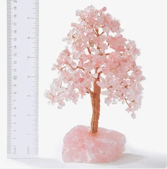 Rose Quartz Bonsai Tree Of Life With 300 Chips Crystal Tree Money Tree