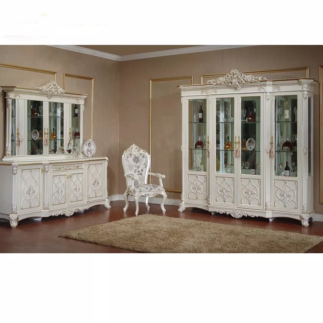 Wooden Antique Style Royal Bedroom Set In Unique Majestic Look In White