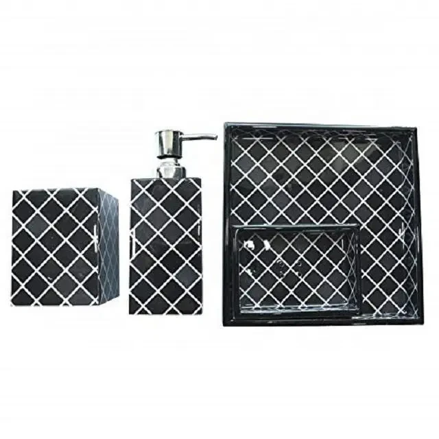 Luxury Resin Mother Of Pearl Bathroom Accessories Tray Box Vase