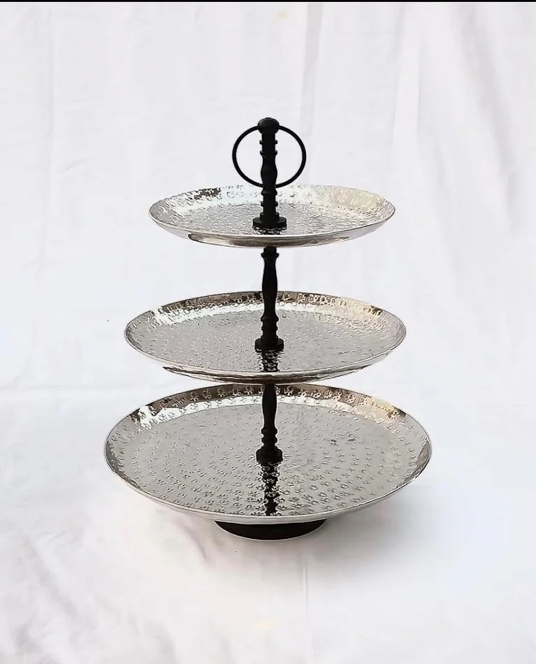 Cup Cake Stand 3tier Silver Round Metal Wedding Party Cake Stand