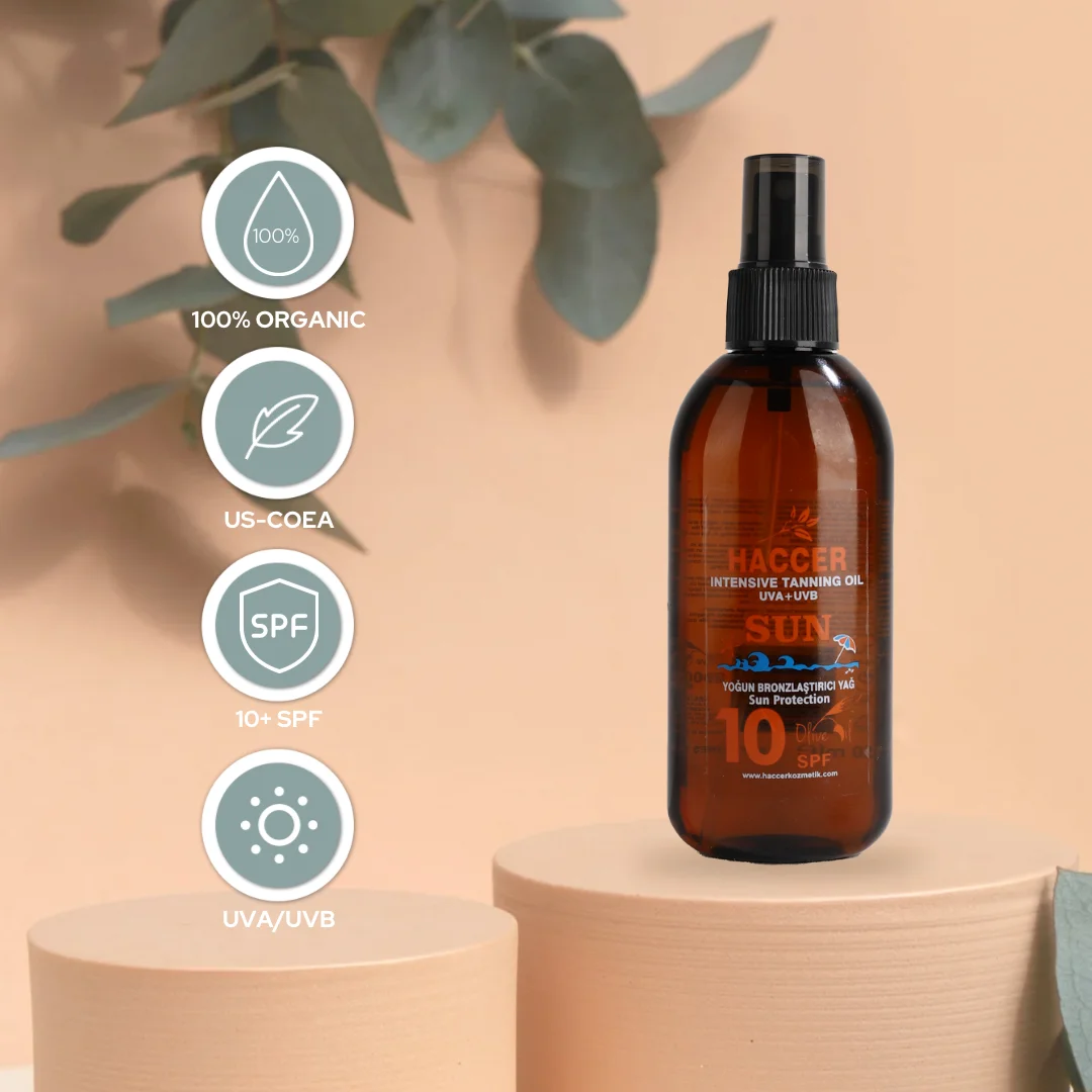 Haccer Intensive Tanning Oil Spf 10 150 Ml Uva Uvb Herbal Organic Bronzer Oil Sun Tanning