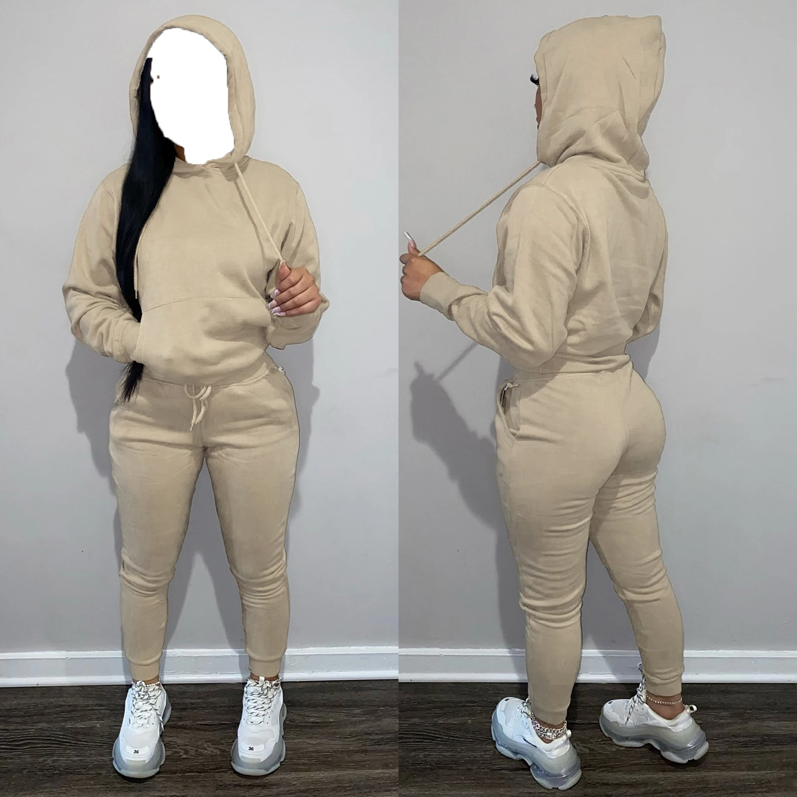 Wholesale Blank Plain Jogger Women Suits Set Tracksuit Sweatsuit Women