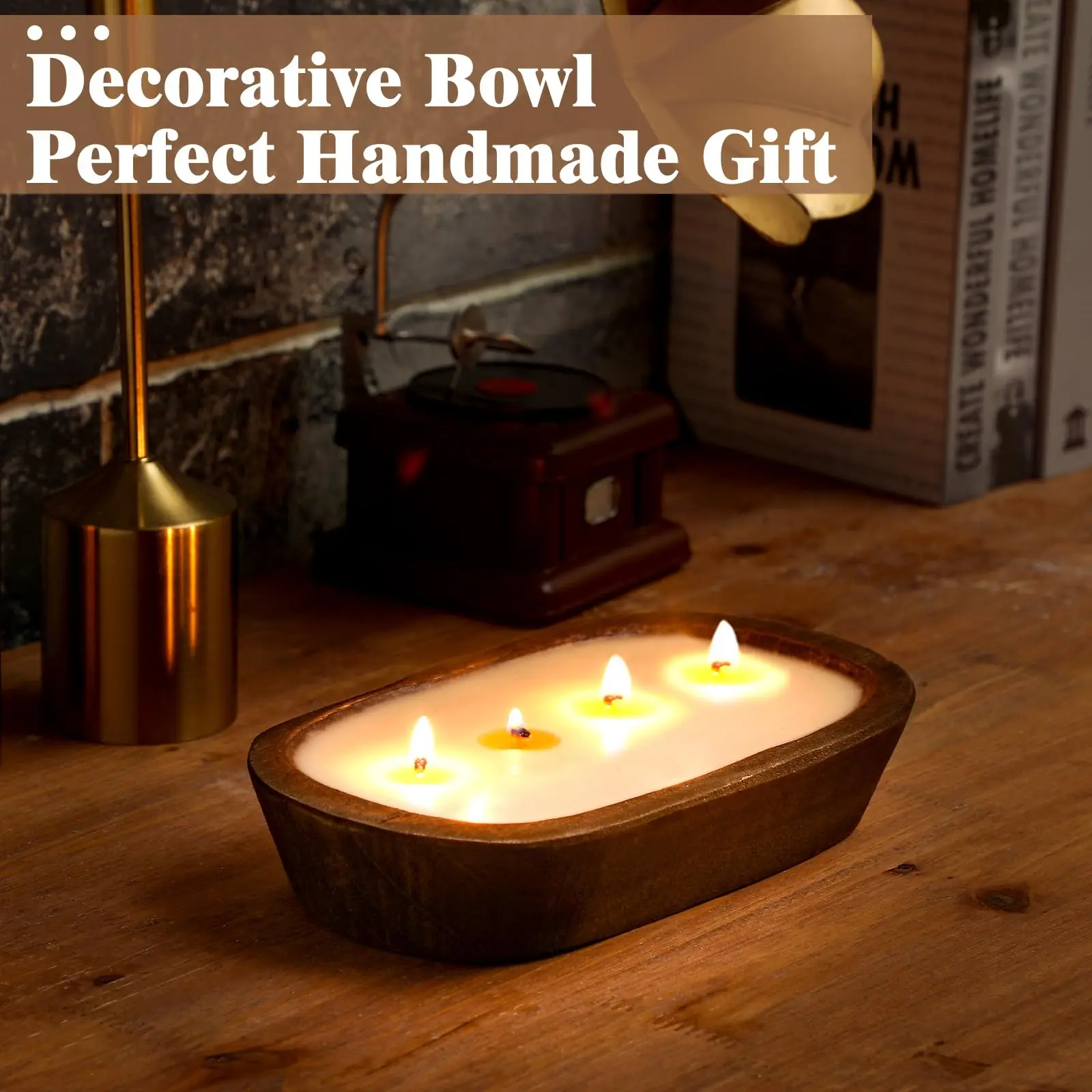 Wholesale Novelty Wooden Dough Bowl Wedding Present Candle Natural Soy