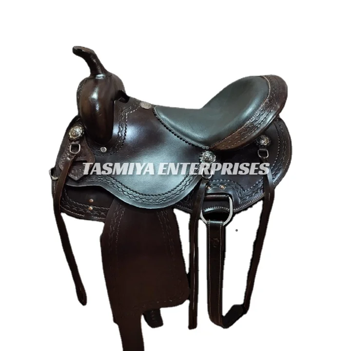Latest Designed Barrel Leather Saddle With Matching Set And Back Cinch