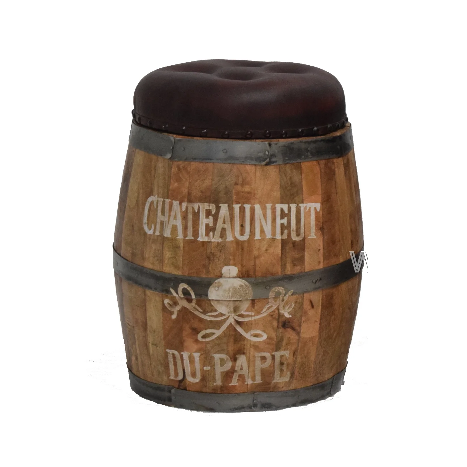 Industrial Urban Modern Design Mango Wooden Base And Genuine Leather