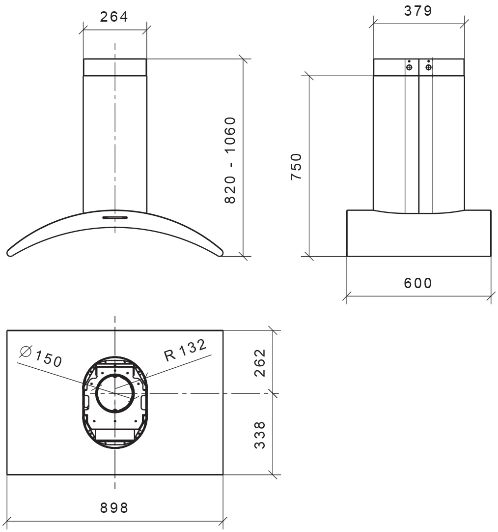 High Quality Made In Italy Design Steel Glass Island Hood Range Hood