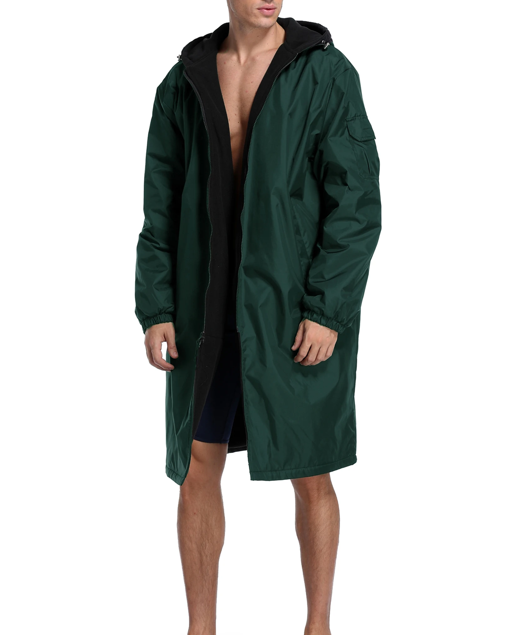 Men Long Sleeve Waterproof Swim Parka Changing Robe Waterproof Warm