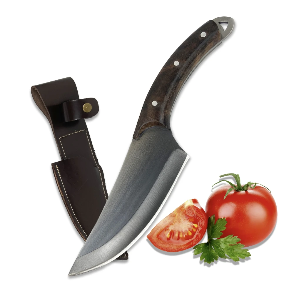 Walnut Camping Chef Knife With Leather Sheath Viking Chef Knife Best