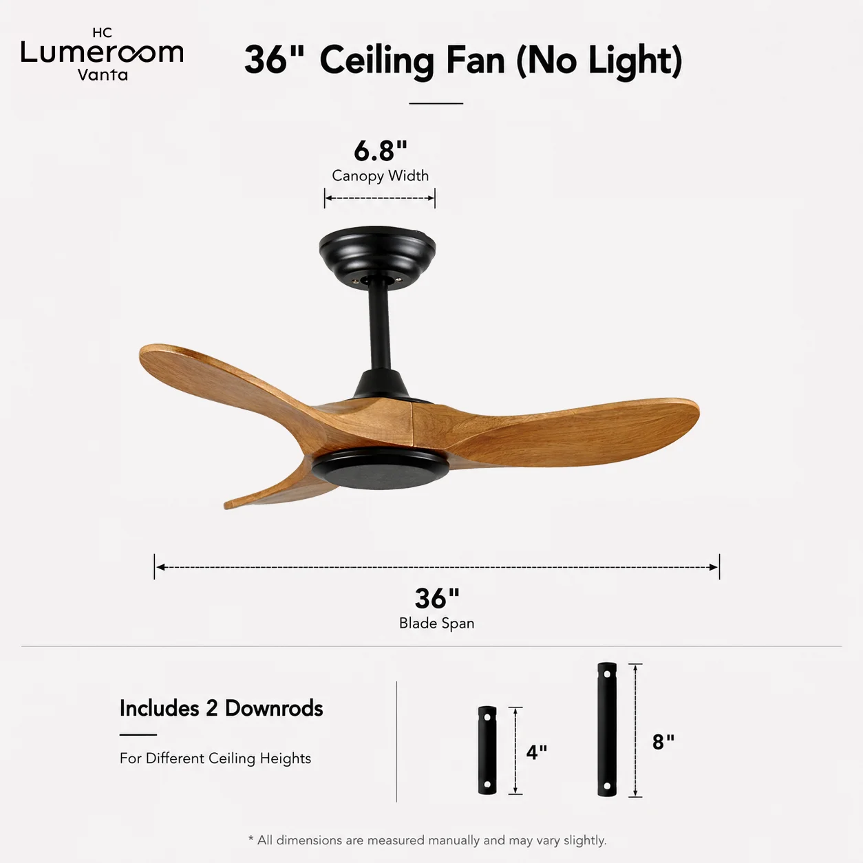 Ceiling Fan, USA, 35W, Solid Wood + Metal - detail 8