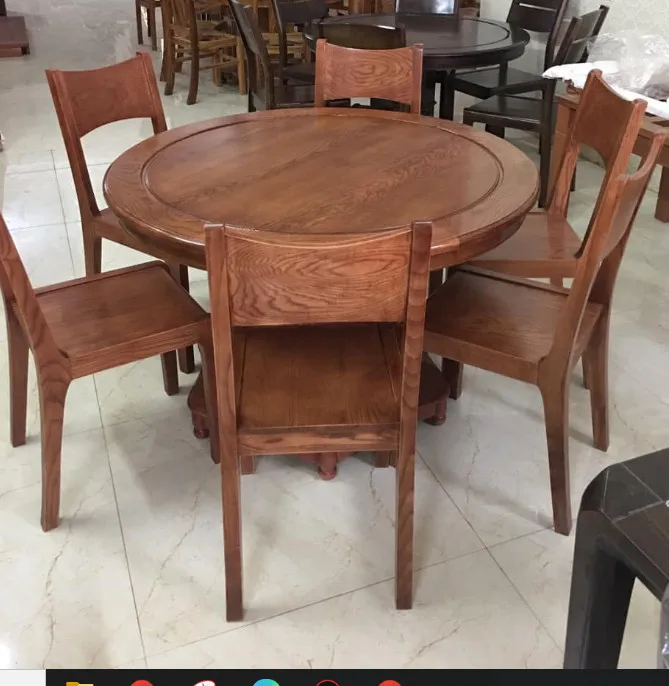 Antique Designs Wooden Round Dining Table Set 6 Chairs For Kitchen From