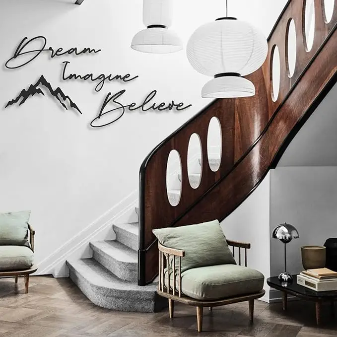 Metal Inspirational Wall Art Metal Dream Imagine Believe Sign With