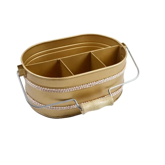 Modern Look Design Galvanized Metal Caddy With 4 Compartments \ Rustic