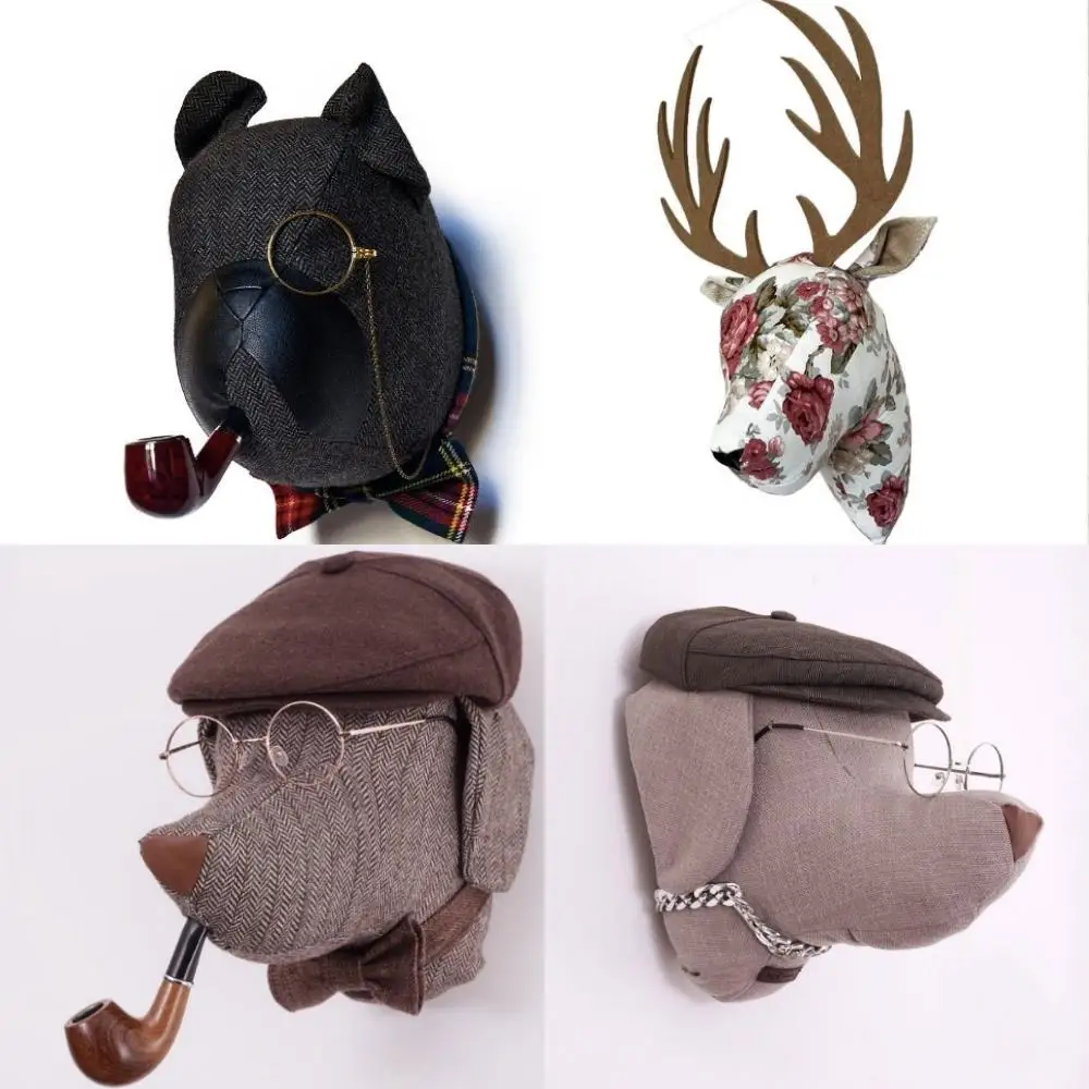 Modern Art Fabric Animal Head Sculpture Wall Mounted Color Model Resin