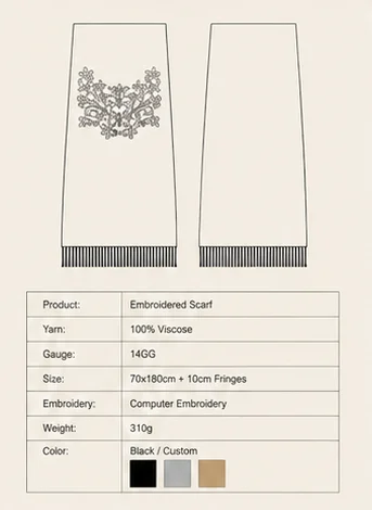 14GG Premium Embroidered Scarf thumbnail 5