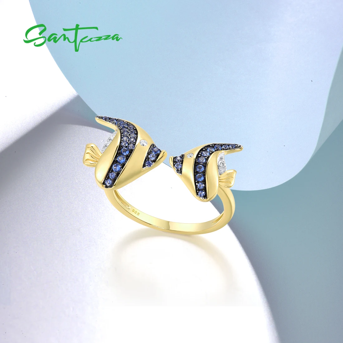 14K Gold Plated Dragonfly Ring Sterling Silver CZ Santuzza 14K Gold Plated Dragonfly Ring - Cubic Zirconia Sterling Silver Butterfly Style Ring Anillos Para Mujer