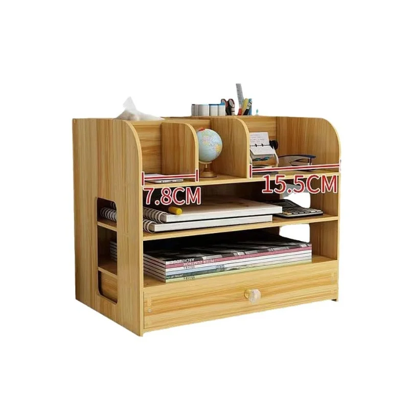 Wooden Bamboo Multifunction Desktop Organizer Bookshelf Tissue Boxed
