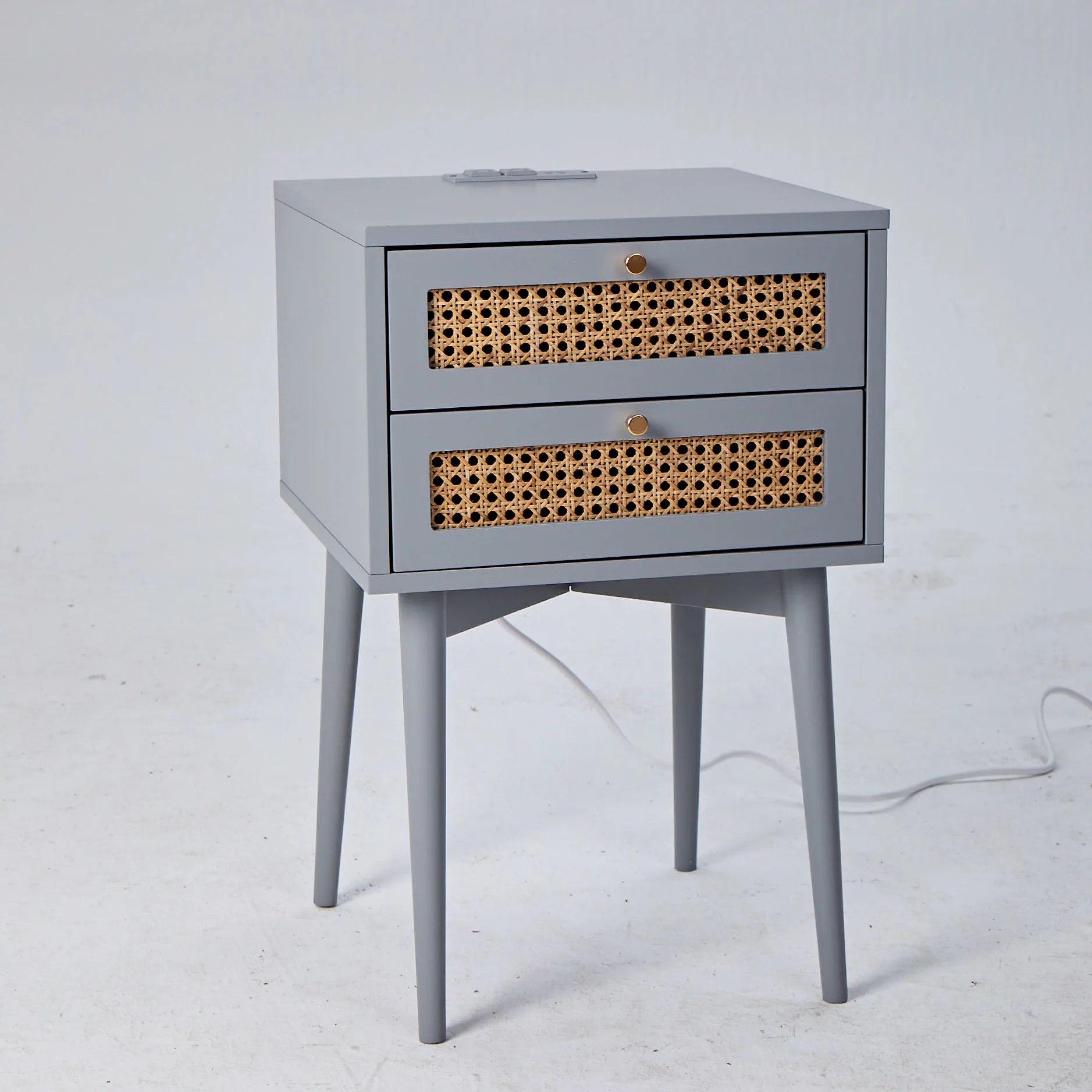 Modern Luxury Minimalist Pedestals Bedroom Night Table Stand Rattan