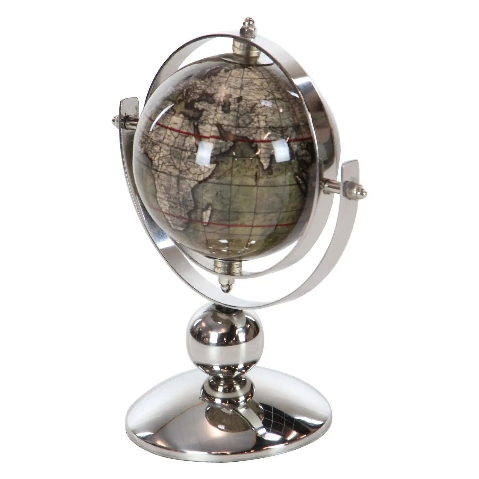 Exclusive Aluminum World Globe With Mirror Shine Silver Polishing