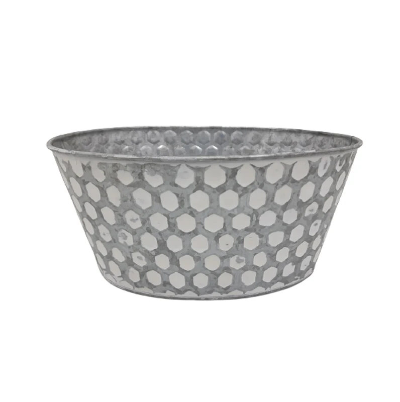 Best Choice Metal Oval Tub Planter Oxodise With White Antique Small Pot ...