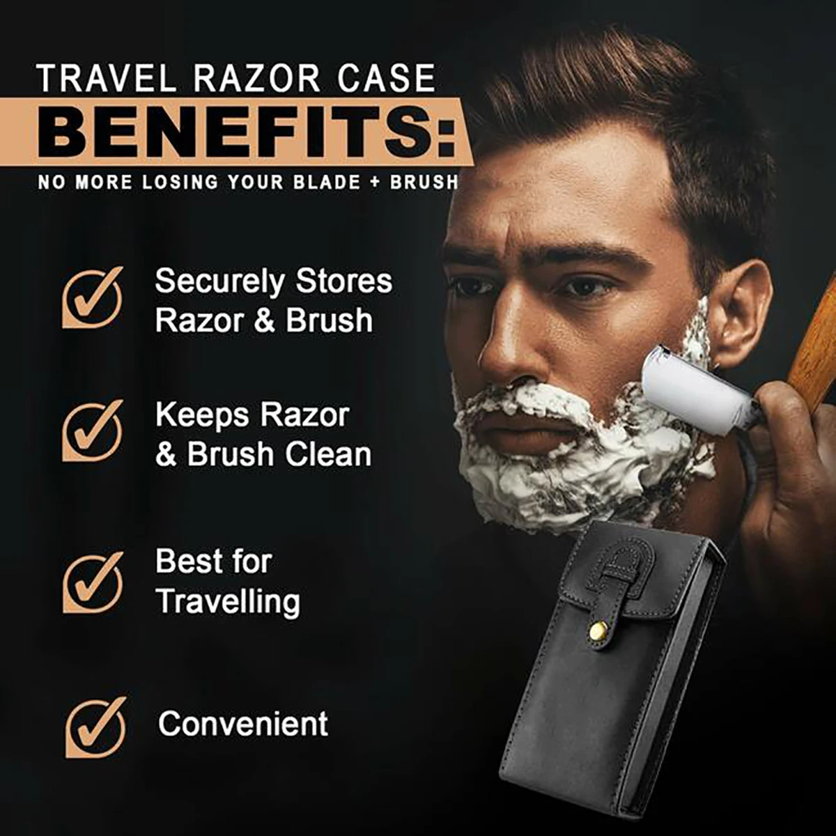 Private Label Leather Razor Travel Case Wholesale Safety Razor