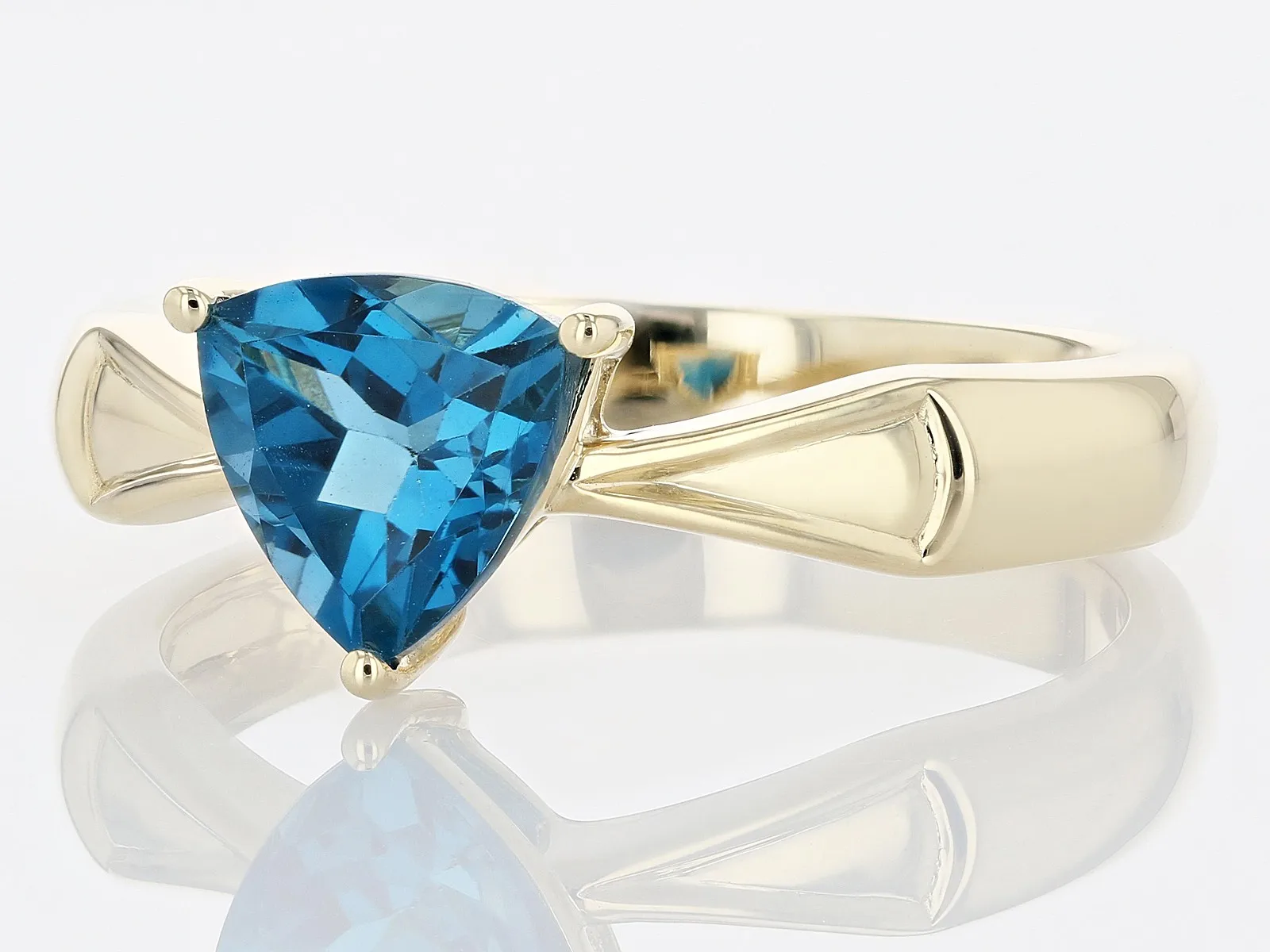 Regal Elegance: Trillion London Blue Topaz 10k Yellow Gold Ring ...