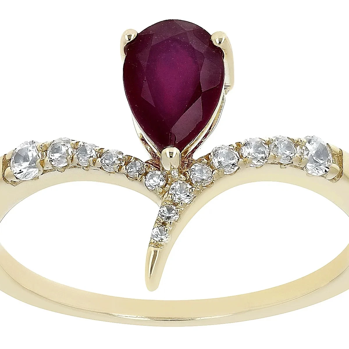Scarlet Elegance Red Mahaleo Ruby 10k Yellow Gold Ring A Radiant