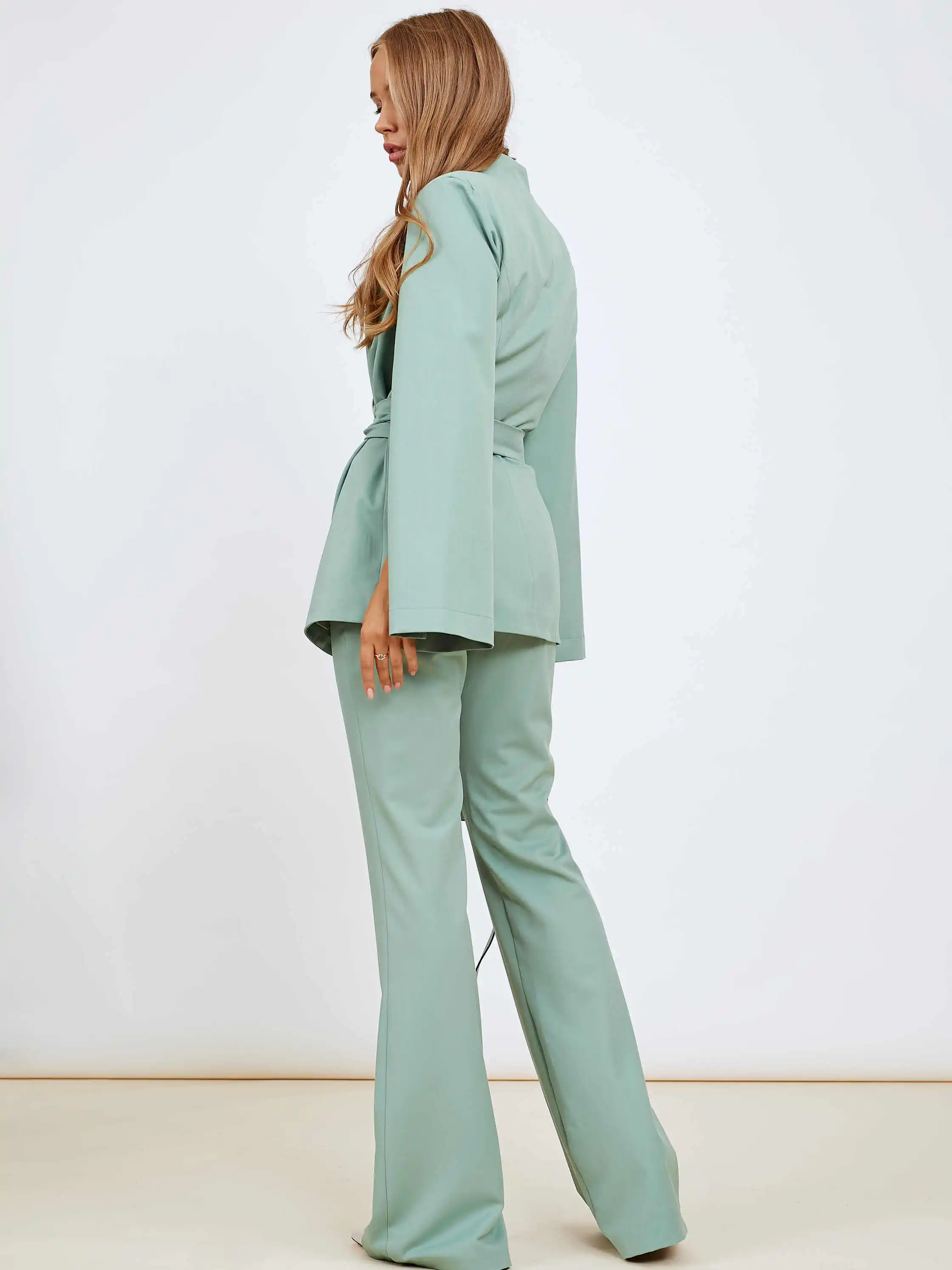 Soft Women's V-Neck Blouse and Pants Suit Set