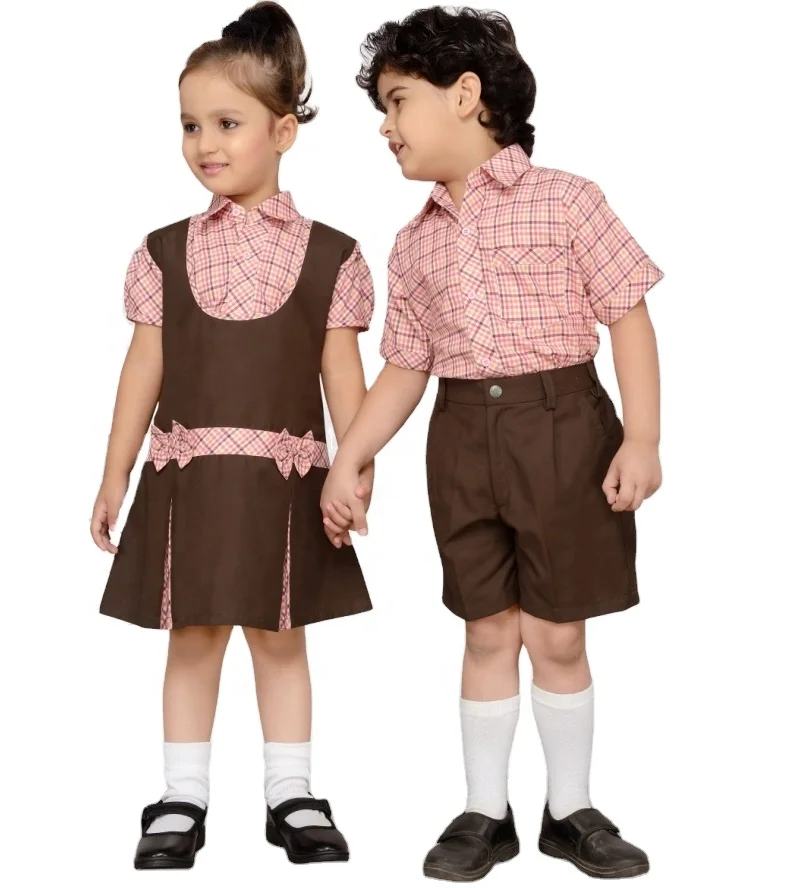 Unisex Kindergarten School Uniforms Set Polyester Cotton Woven Dress ...