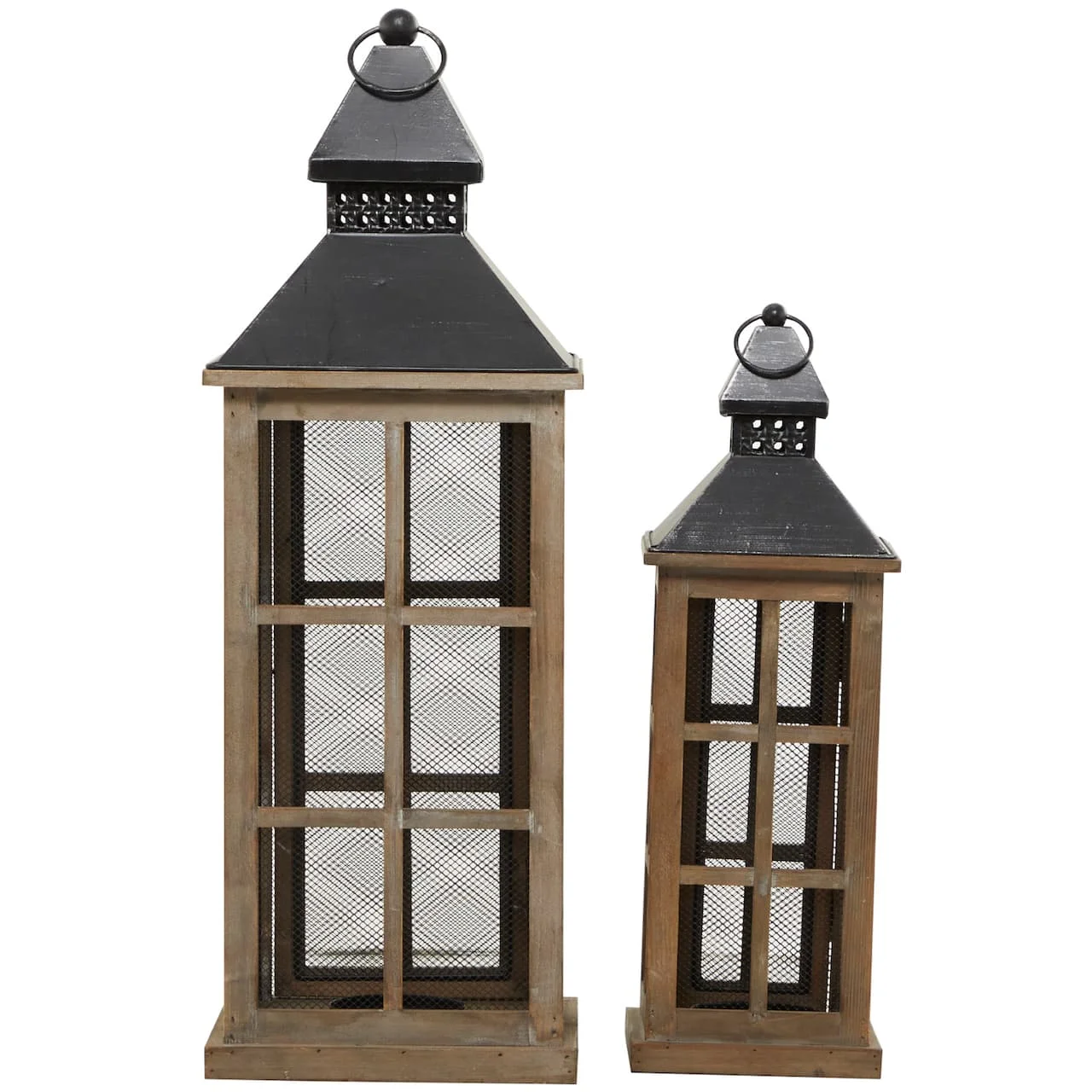 New Window Pane Mesh Candle Holder Lantern Set A Classic And Timeless