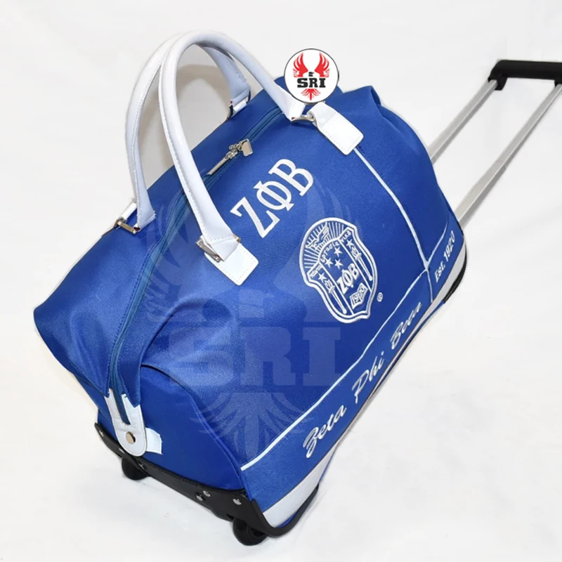Zeta Phi Beta Soror Embroidered Women Rolling Duffel Bag Zpb Sorority