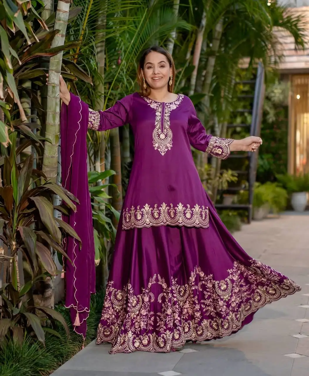 Indian Pakistan Designs Gharara Clothing Punjabi Girl Sexy Beautiful Sarara Woman Dress Wholesale Party Salwar Suit Neck Designs