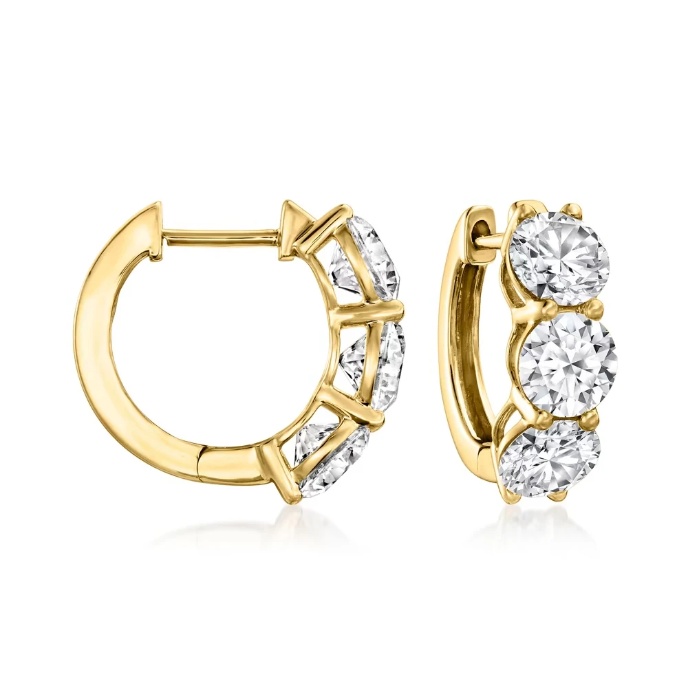 Huggie Hoop Earrings With Lab-grown Diamonds In 14k Yellow Gold ...