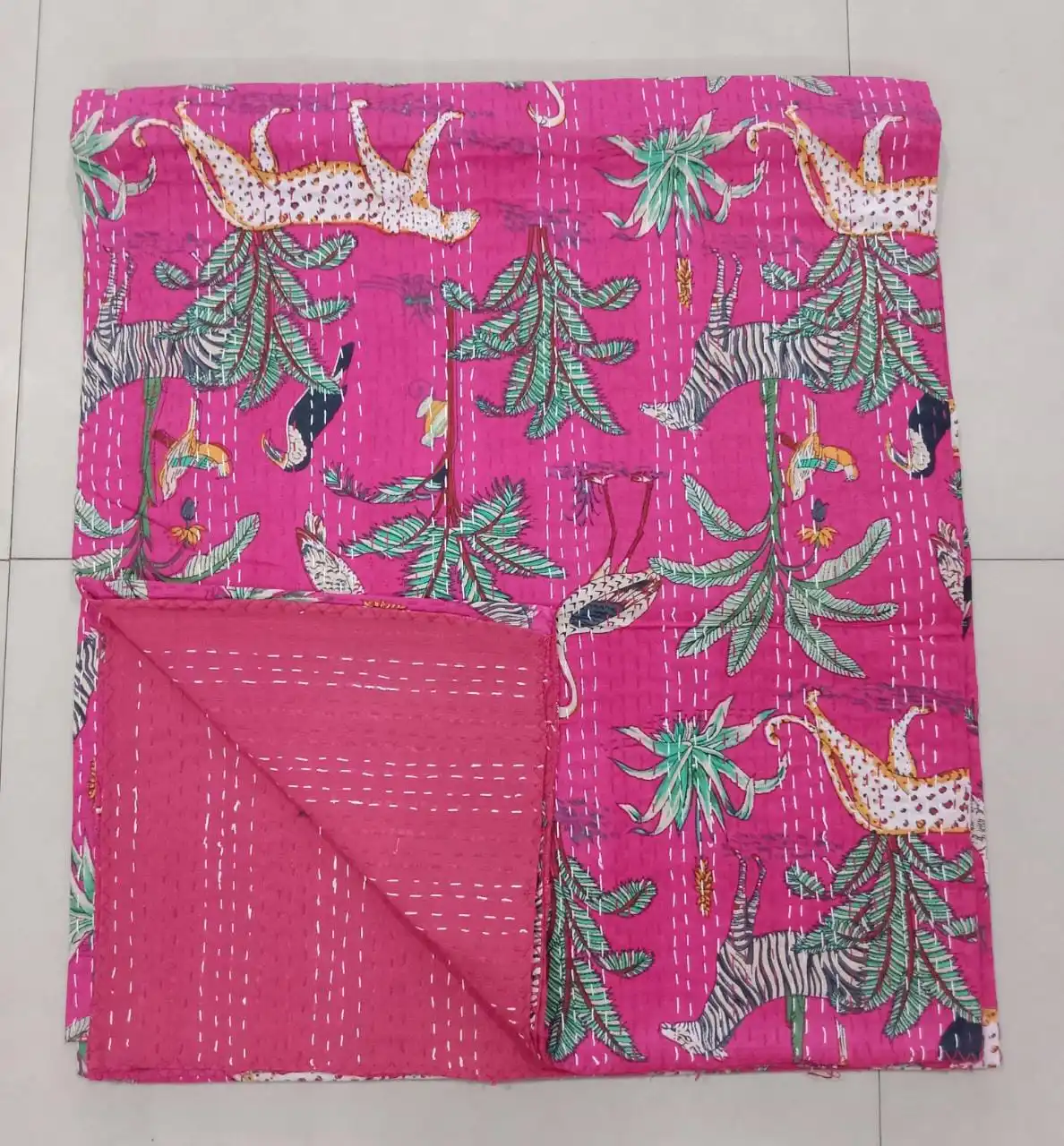Custom Made Cotton Quilts In Prints In King Size In Floral Design In