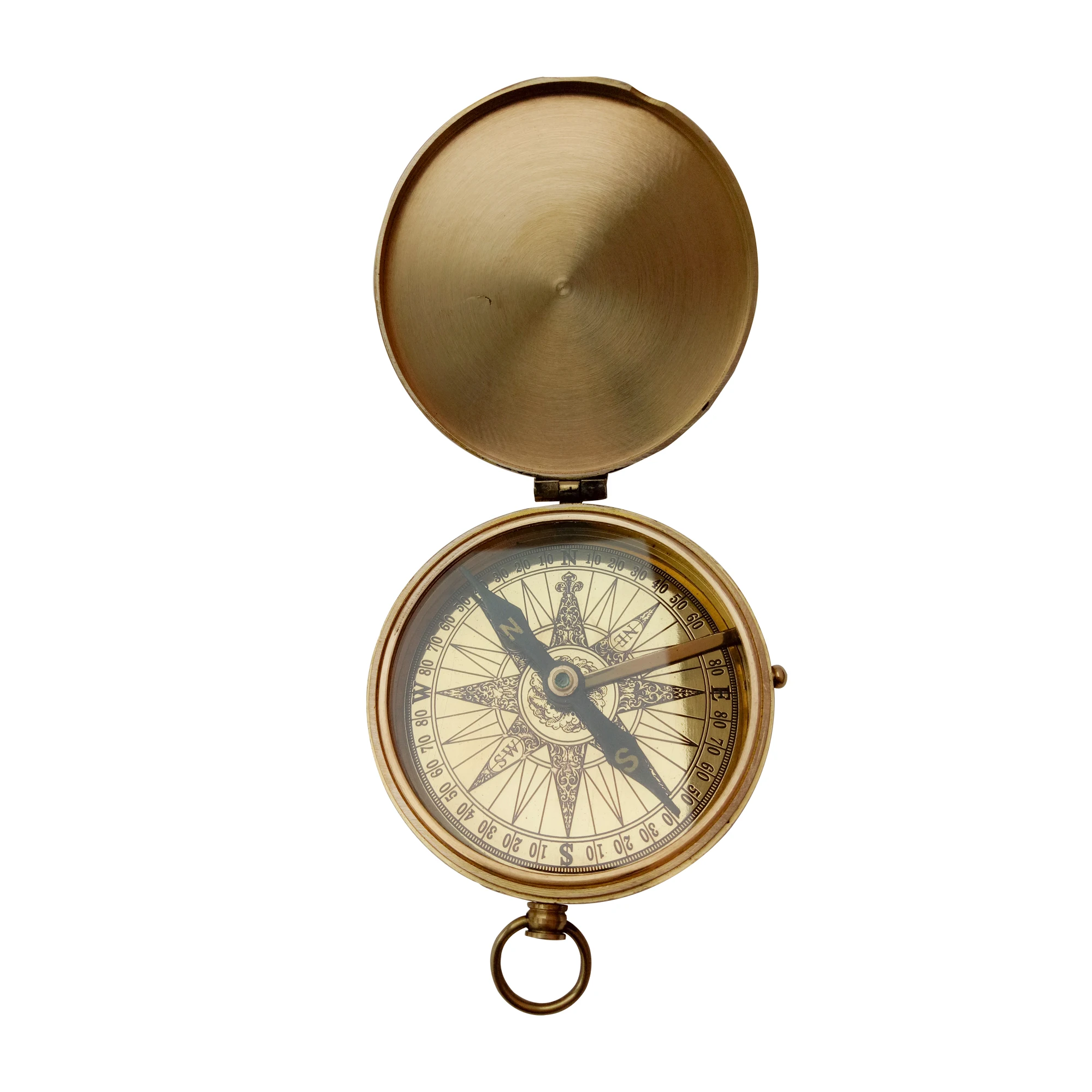 Handmade Brass Magnetic Flat Pocket Compass Navigational Brass Pocket ...