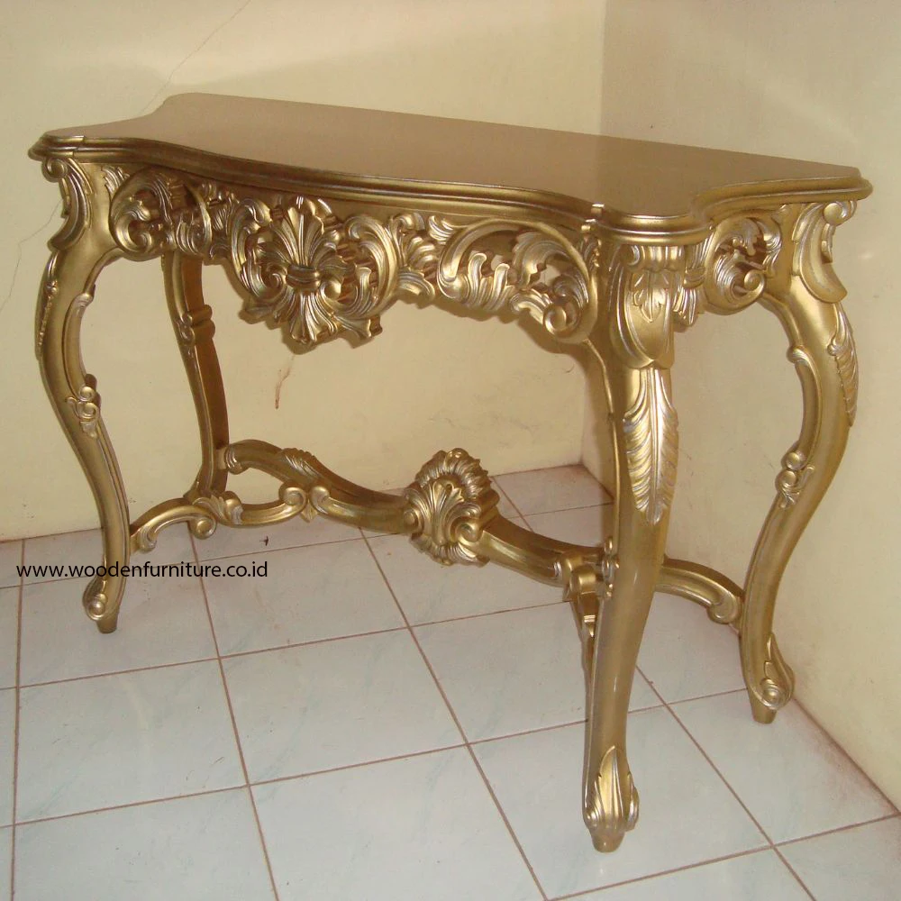 Golden Wooden Hall Table Antique Reproduction Console Table Made In