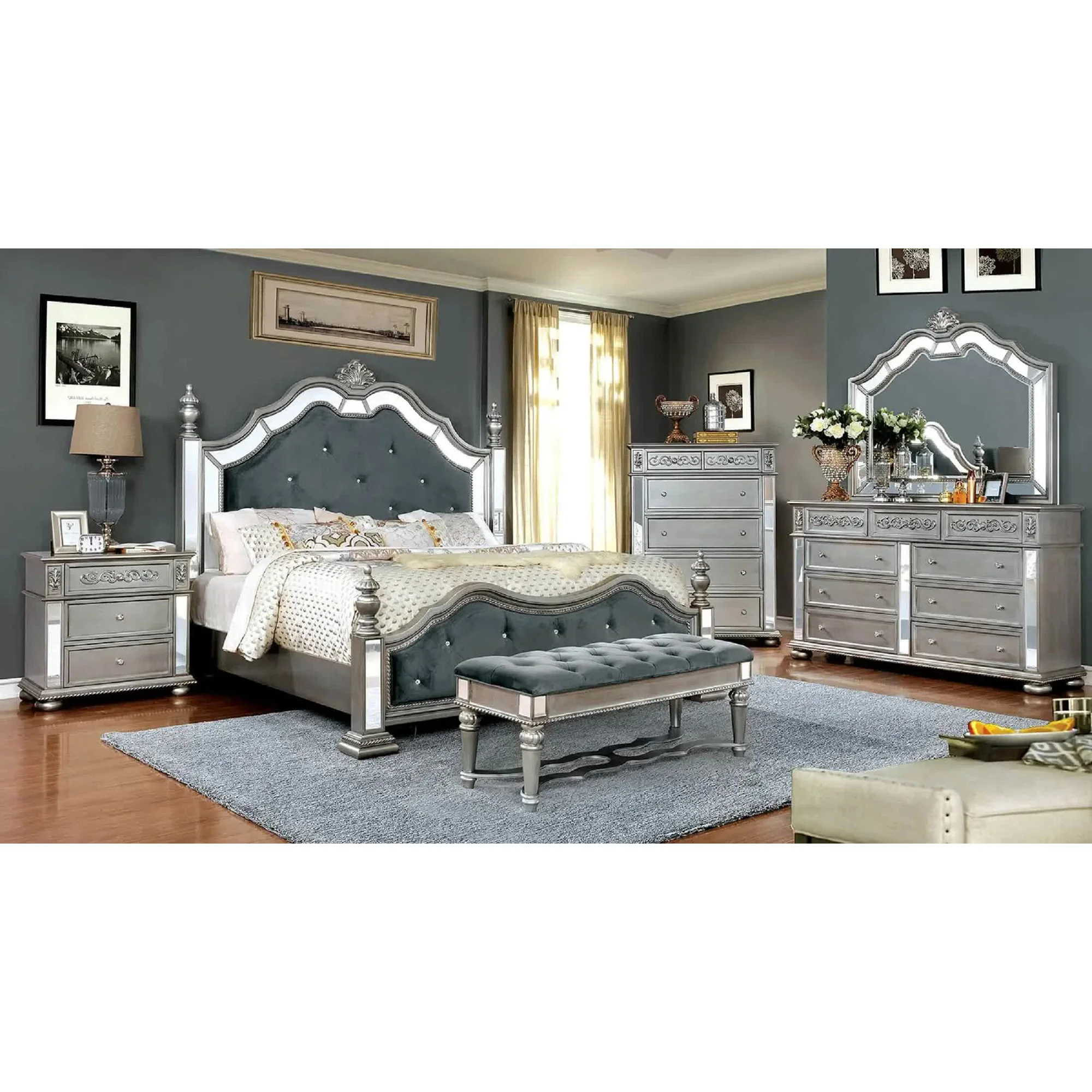 Zubu Bedroom Set Classic Model Of Solid Mahogany Wood For Indoor