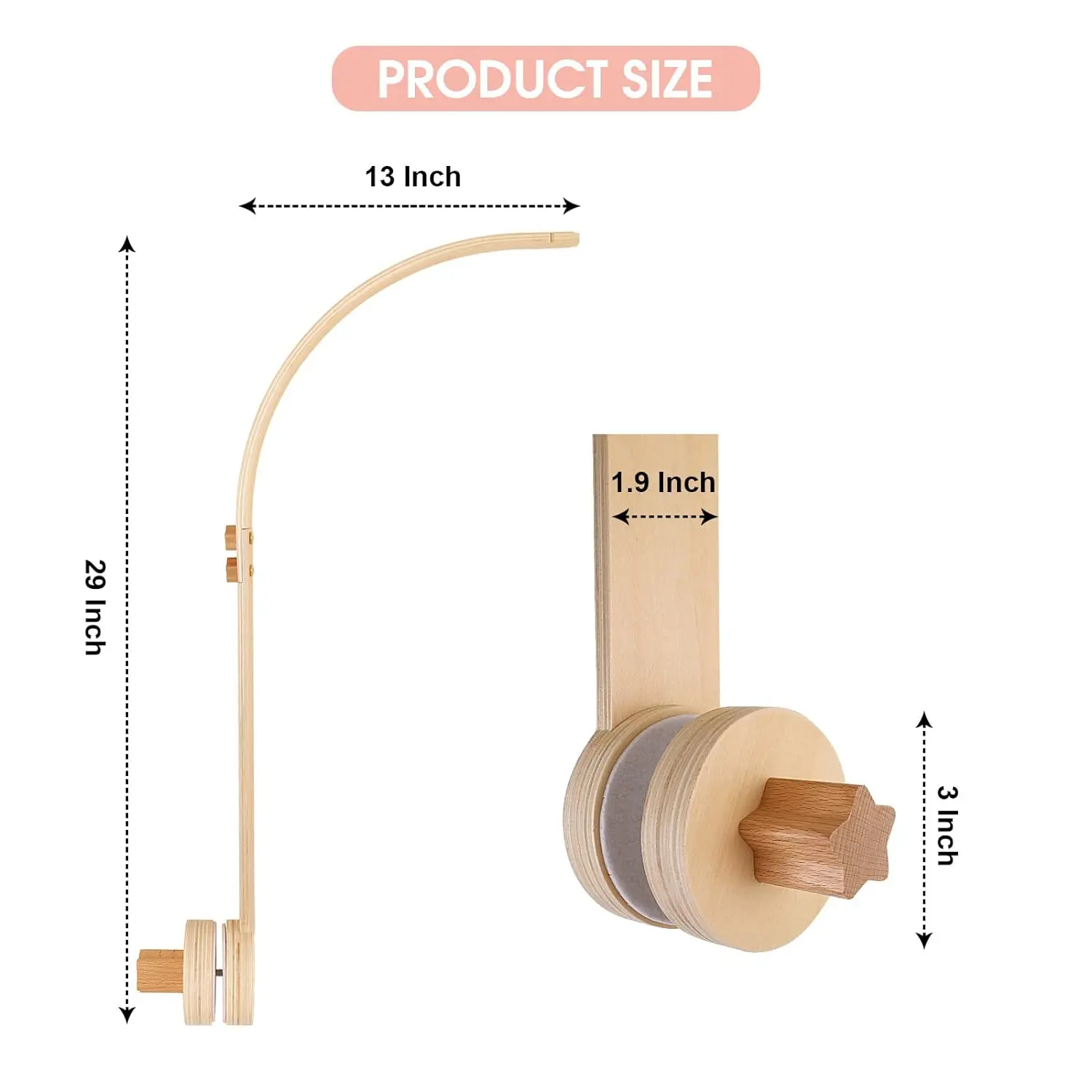 Baby Crib Mobile Arm Wooden For Crib Nursery Decor Hanger Mobile Holder