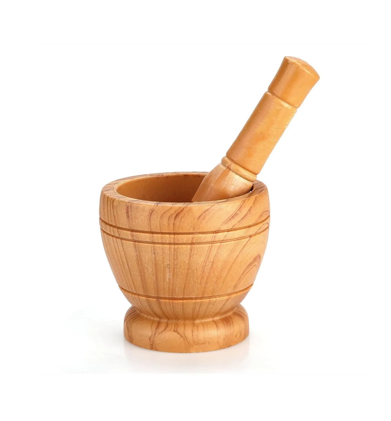 Wood Grain Wooden Mortar & Pestle Set Grinder For Spices And Seeds Pill Press For Garlic Press