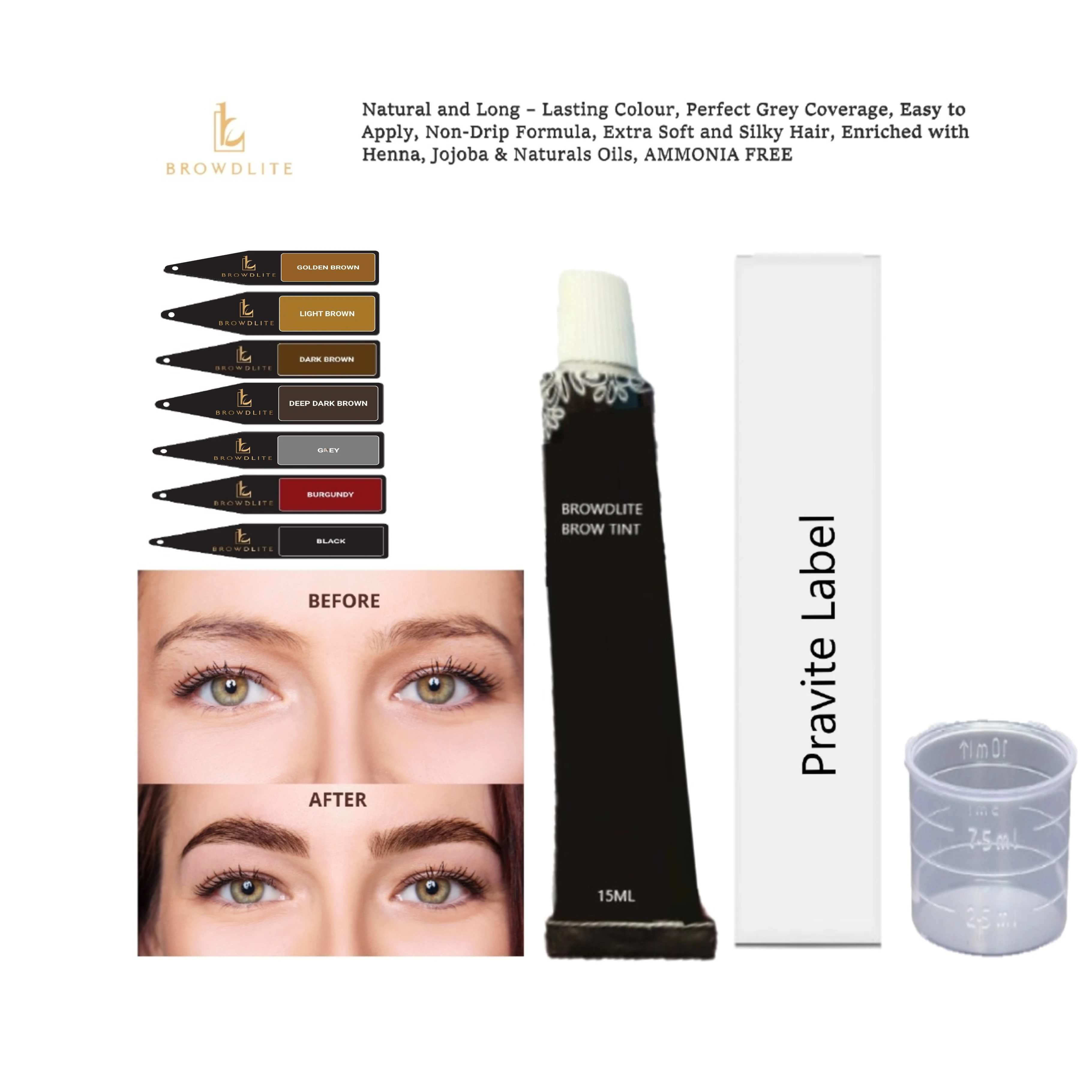 Top Quality Ingredient Eye Brow Tint Tube Cream With Brush No Ammonia