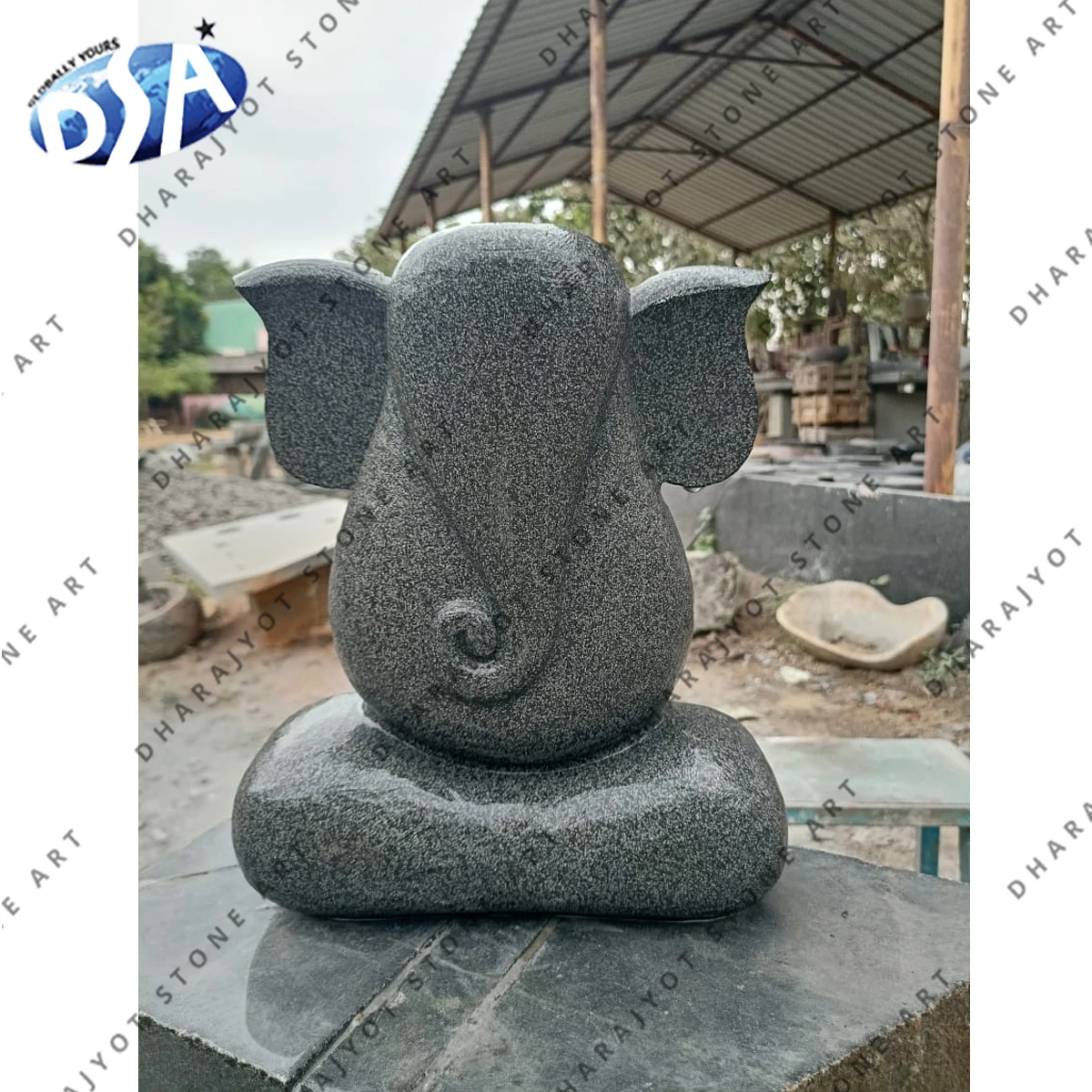 Latest Design Black Granite Ganesha Statue For Home Decoration
