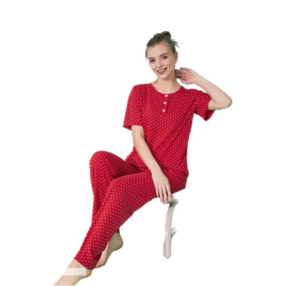 Bamboo Sleepwear Woman Pajama Short Sleeve Long Bottom Female Pajamas ...