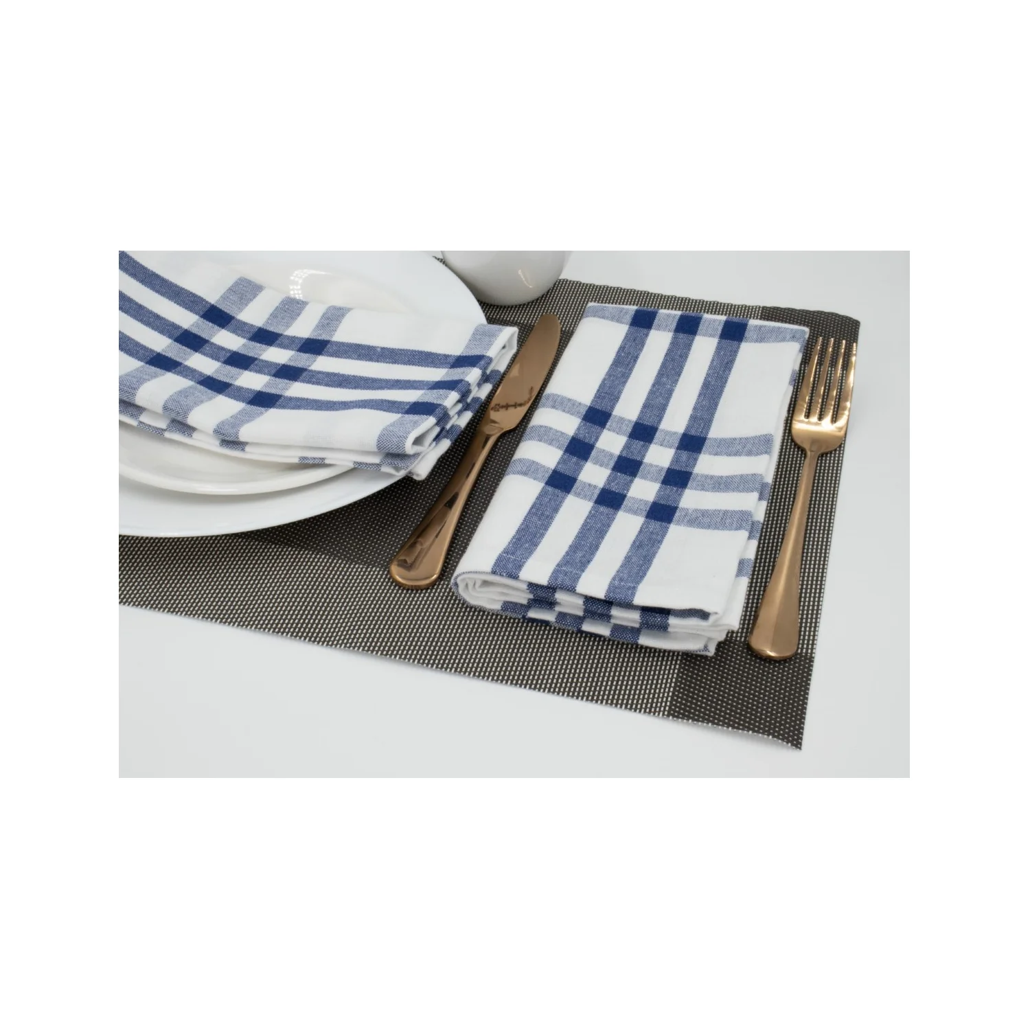 100 Cotton Made Homestead Plaid Napkins With 18x18 Inch & Solid