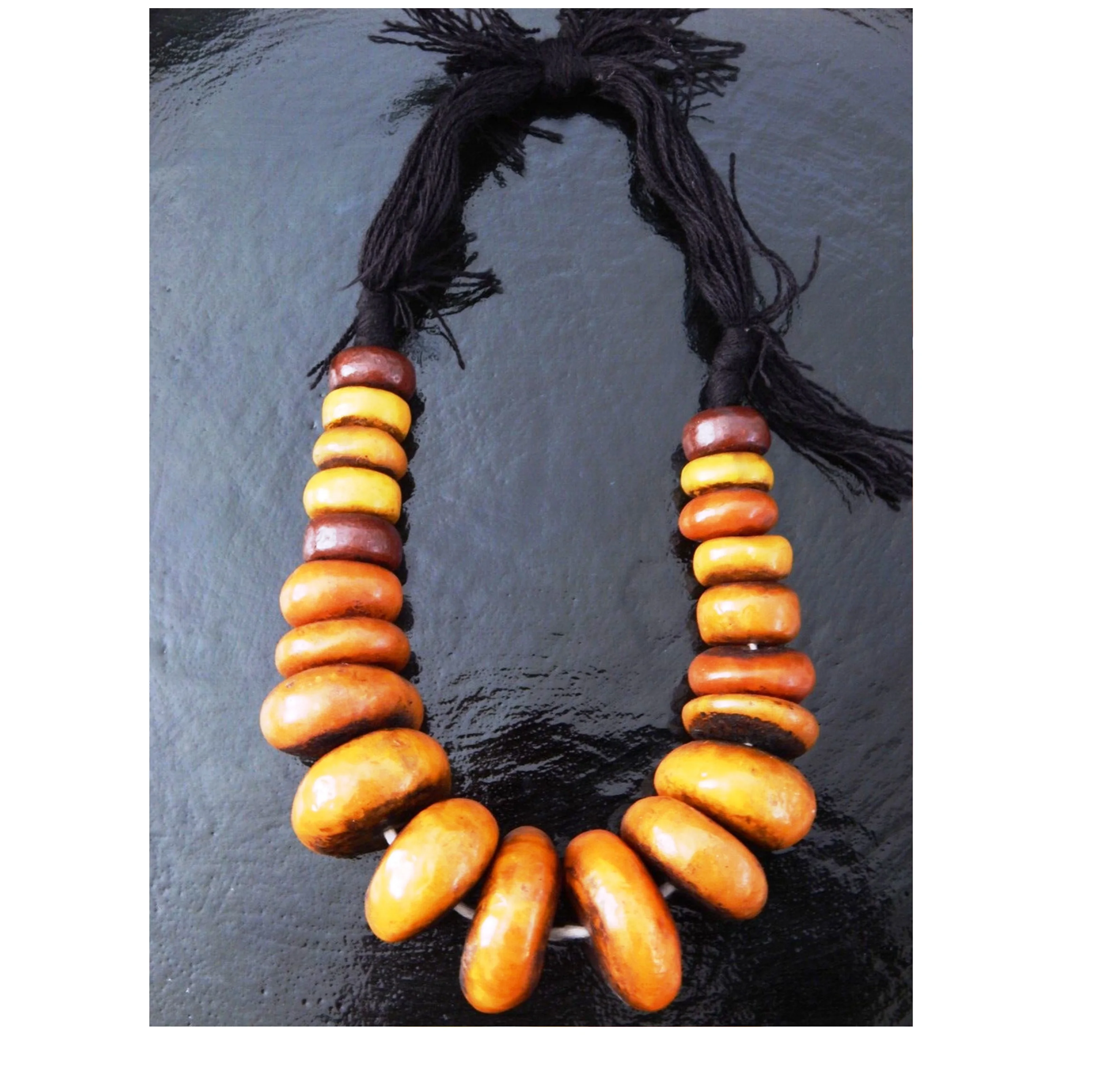 African Amber Like Long Graduated Strand Of Large Beads Luxury Ethnic ...