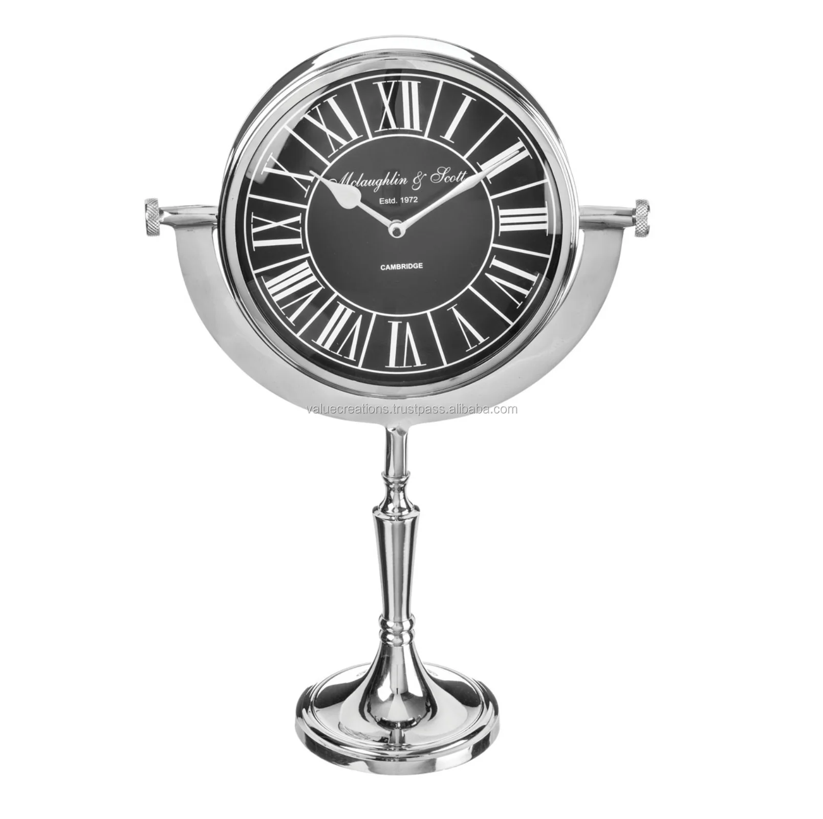 Decorative Nautical Table Clock With Stand Customized Nickel Platted